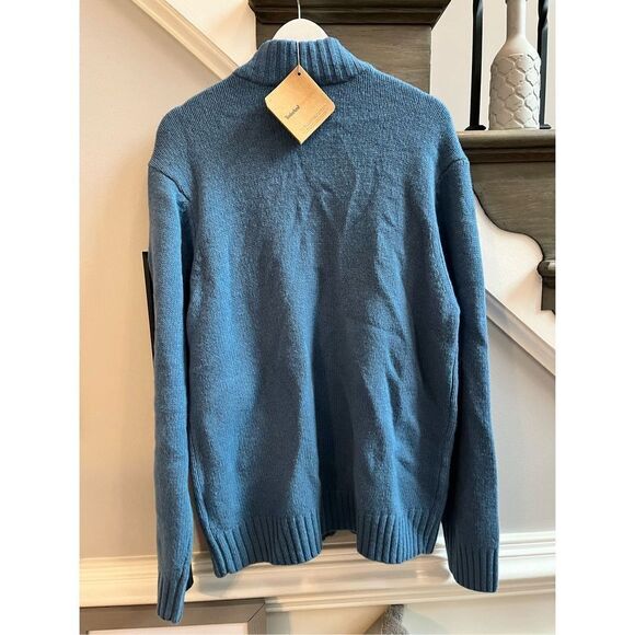 Timberland Light Blue Wool Quarter Zip Side Pocket Side Pocket Sweater sz L NWT - Picture 5 of 6